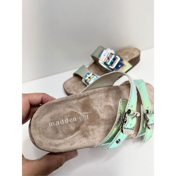 Madden Girl Holographic Sandals Womens Size 6 Slides - Picture 9 of 11